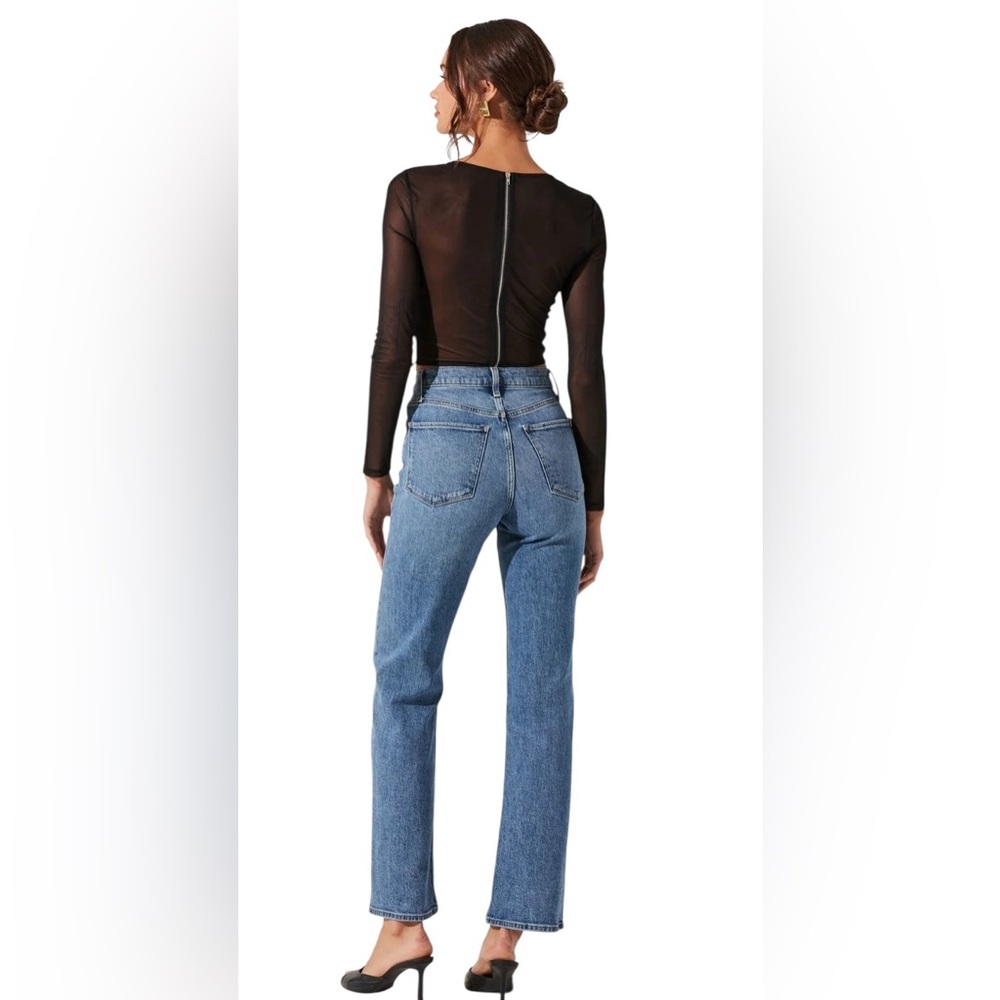 ASTR THE LABEL black sheer long sleeve crop top w/ boning Exposed Zip Size XS - Picture 2 of 14